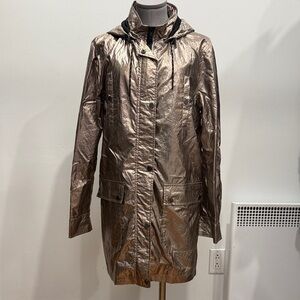Chillax Metallic Rain Jacket Size M – Hooded Bronze Coat – Excellent Condition